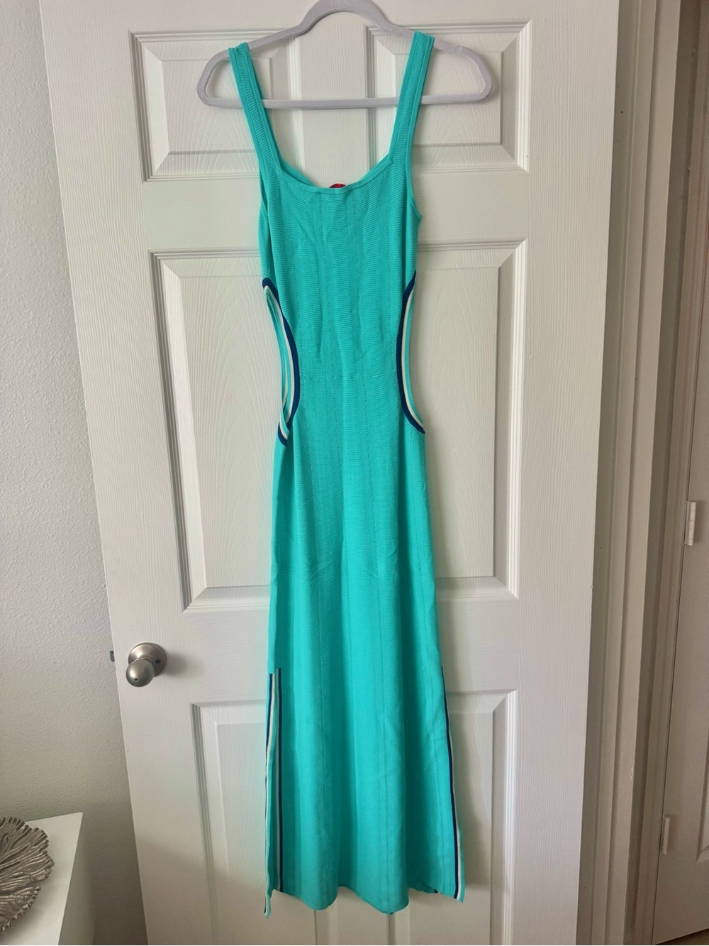 NWT Solid & Striped Lola Rib Knit Maxi Dress Greek Blue Cutout Size Small - Picture 5 of 5